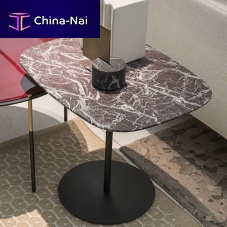 Contemporary pedestal table FLOYD oakMDFmarble