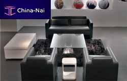 Contemporary sofa HORIZON fabricleatherbrown