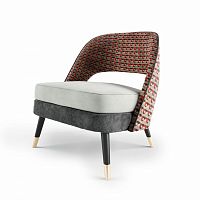Contemporary fireside chair AVAleatherfabricgreen