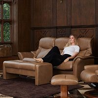 Contemporary sofa ANGELO fabricleatherbrown