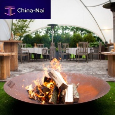 Wood-burning fire pit ADOCOR-TEN® steelwith barbecue