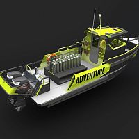 Outboard center console boat 950Atwin-enginewith enclosed cockpitdive
