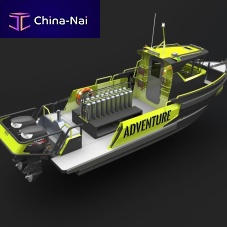 Outboard center console boat 950Atwin-enginewith enclosed cockpitdive