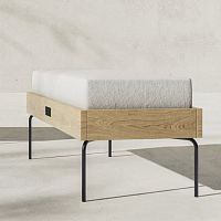 Minimalist design upholstered bench Ehefabricpowder-coated steel basewooden