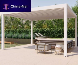 Self-supporting pergola CLIMAXpainted aluminumsun shade louversmotorized