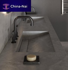 Dekton® washbasin with counterdouble3-hole