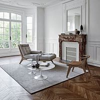 Contemporary chaise longue Klismos fabricleatheroak