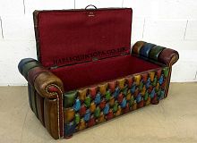 Chesterfield upholstered bench leatherwith storage compartmentmulti-color