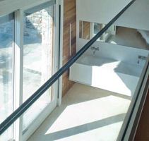 Metal railing Sirioglass panelindoorfor stair
