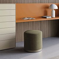 Contemporary pouf BESUbrassfabricsquare