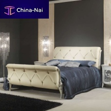 Double bed Art Decclassicupholsteredwith upholstered headboard