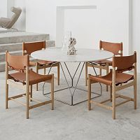 Scandinavian design dining chair THE SPANISHindoorleatheroak base