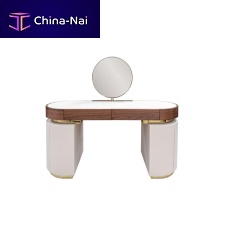 Art Deco dressing table CLAIREwalnutstainless steelleather