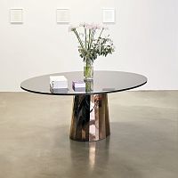 Contemporary table Pli glassmarblepolished stainless steel base