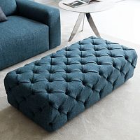 Contemporary pouf POUF CAPITONN fabricleatherrectangular