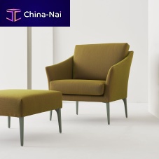 Contemporary armchair CROSS-CROSSINGfabricleatheraluminum