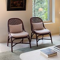 Contemporary armchair Framesfabricrattanwith removable cushion