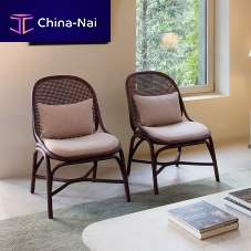 Contemporary armchair Framesfabricrattanwith removable cushion