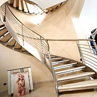 Helical staircase VISTA FASCIAwooden stepmetal framefor commercial buildings