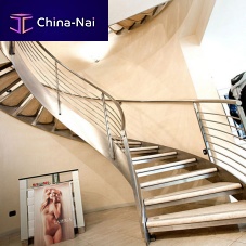 Helical staircase VISTA FASCIAwooden stepmetal framefor commercial buildings