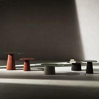 Contemporary coffee table Allure O' Dottempered glasspolyurethane basecentral base