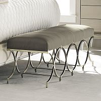 Traditional upholstered bench INFINITE POSSIBILITIESsilkmetal basestainless steel