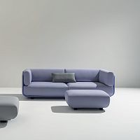 Contemporary ottoman SHAALcoated fabricleatherrectangular