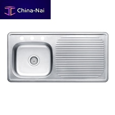 Single-bowl kitchen sink VSS-390Swith drainboardstainless steelovermount