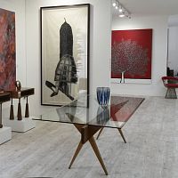 Contemporary table STAR glasschestnut baserectangular