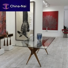 Contemporary table STAR glasschestnut baserectangular