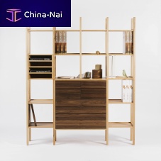 Wall-mounted shelving system OFFISIXself-supportingcontemporarysolid wood