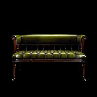Traditional upholstered bench LOVEleatherwooden baseon casters