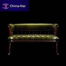 Traditional upholstered bench LOVEleatherwooden baseon casters