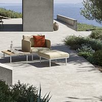 Contemporary ottoman STYLETTOfabricaluminumrectangular