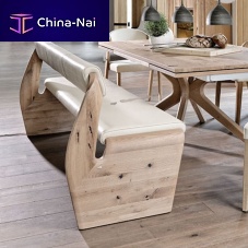 Contemporary upholstered bench V-Alpinfabricleatheroak base