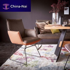 Contemporary dining chair 1201indoorleathersolid wood base