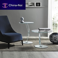 Original design pedestal table BAKKARATglassmetalround