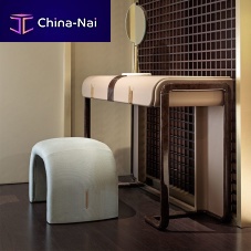 Contemporary pouf Eclipse fabricleatherupholstered