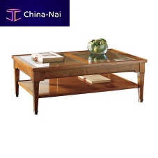 Louis XVI style coffee table ART. 8417cherrywoodglassrectangular