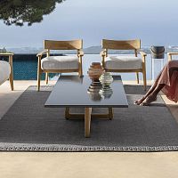 Contemporary coffee table EVER sandstonelavateak base