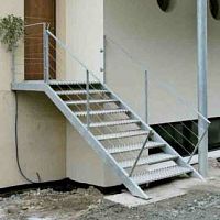 Straight staircase MANCHEstainless steel stepstainless steel frameoutdoor