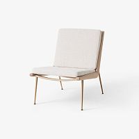 Contemporary fireside chair BOOMERANGfabricsolid woodbrass