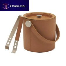 Leather ice bucket BRISBANE COGNAC commercial