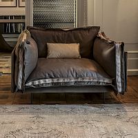 Contemporary armchair AUTO-REVERSEcottonleathermetal