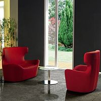 Contemporary armchair OSCARsteelwoodenred
