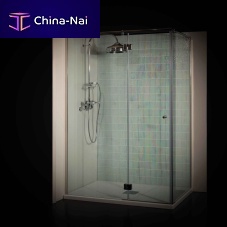 Tempered glass shower cubicle with hinged doorcornersmoked glass
