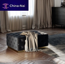 Contemporary ottoman ART 5335 fabricleatherbrass