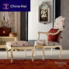 Classic armchair CASANOVA fabricwoodenwith footrest