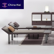 Contemporary chaise longue VASI fabricleathernatural oak