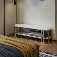 Contemporary upholstered bench PAL fabricoak baseoak